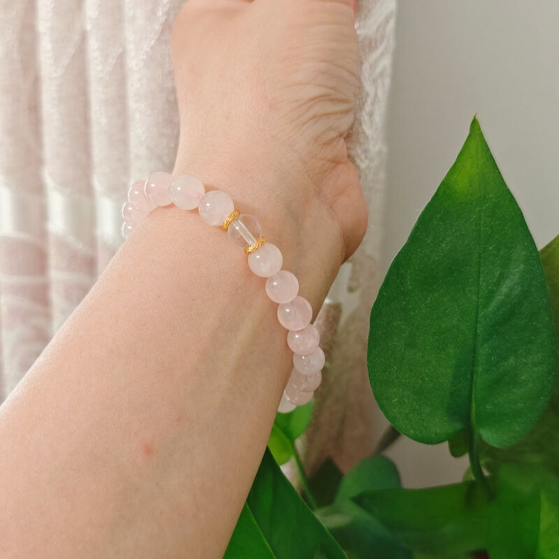 Rose Quartz Chinese Five-Element crystal bracelet gift